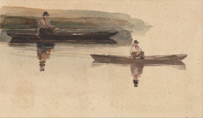 Two Men in Punts by Peter de Wint